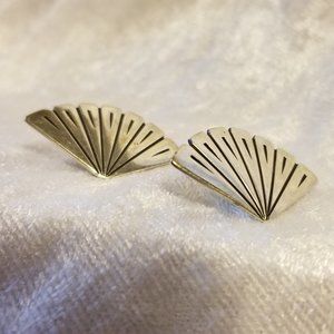 Silver Eagle Feather Fan Earrings by Yellowhorse